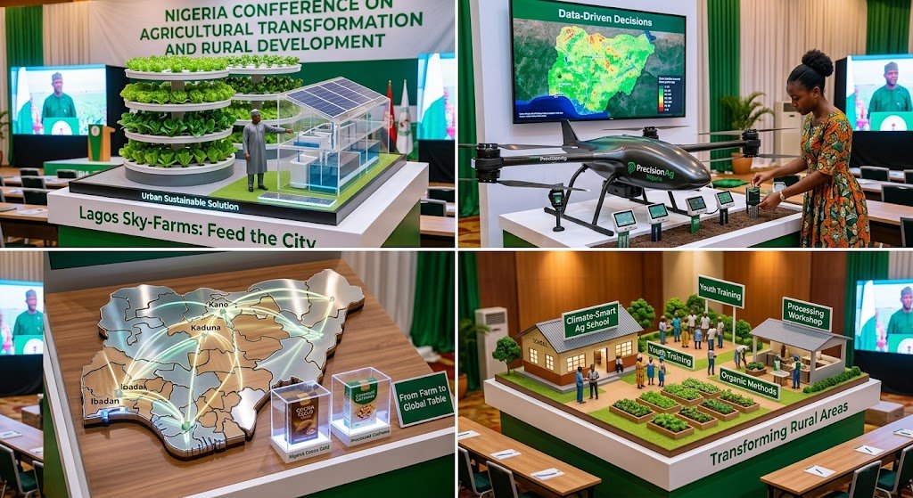 Agricultural innovation exhibition featuring vertical farming, precision technology and rural development